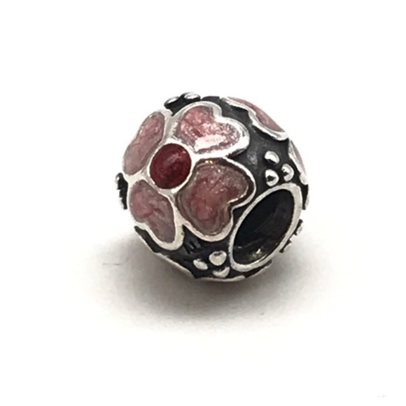 Pandora Pink Enamel Daisy Flower Floral Rare Retired Bead Charm - Picture 2 of 5